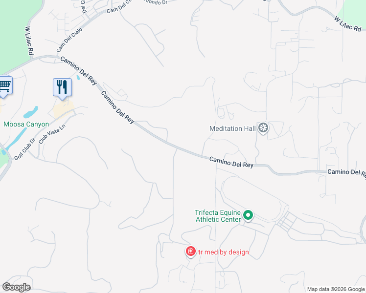 map of restaurants, bars, coffee shops, grocery stores, and more near 6148-6230 Camino Del Rey in Bonsall