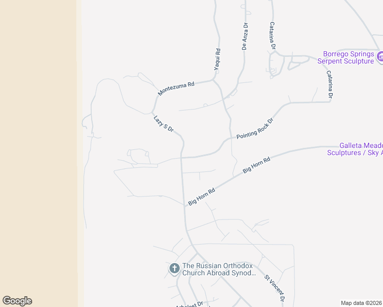 map of restaurants, bars, coffee shops, grocery stores, and more near 316 Pointing Rock Drive in Borrego Springs