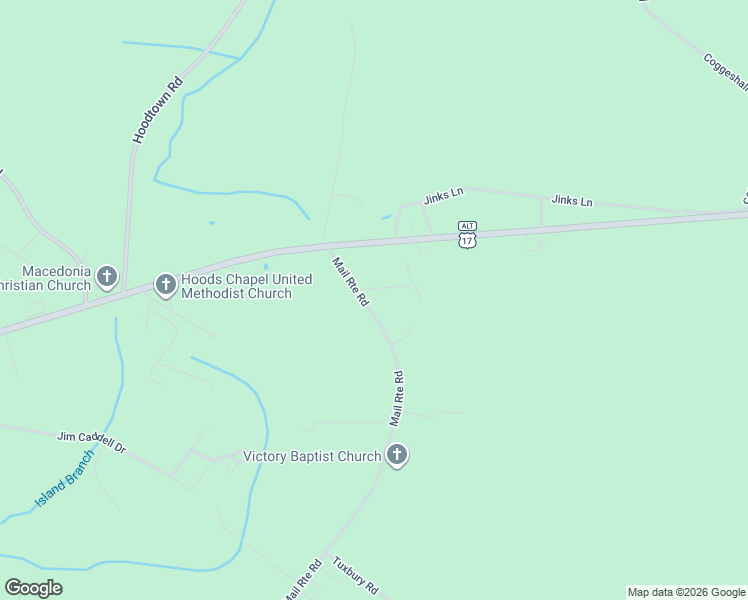 map of restaurants, bars, coffee shops, grocery stores, and more near 1050 Mail Route Road in Bonneau