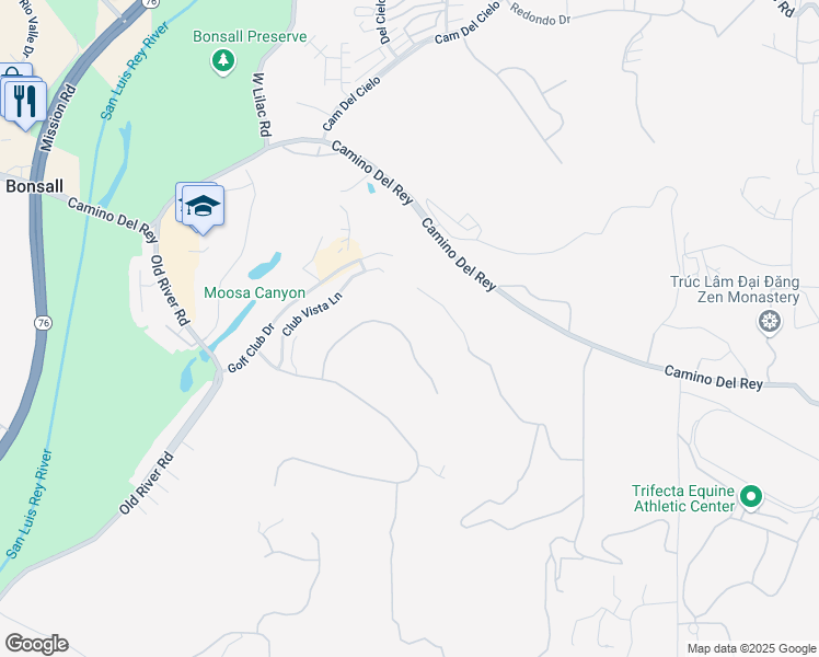 map of restaurants, bars, coffee shops, grocery stores, and more near 31432 Lake Vista Circle in Bonsall