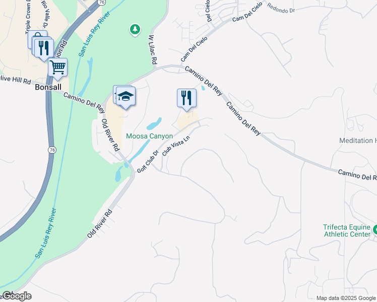 map of restaurants, bars, coffee shops, grocery stores, and more near 31350 Lake Vista Circle in Bonsall