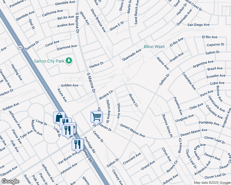 map of restaurants, bars, coffee shops, grocery stores, and more near 2243 Shore Avenue in Thermal