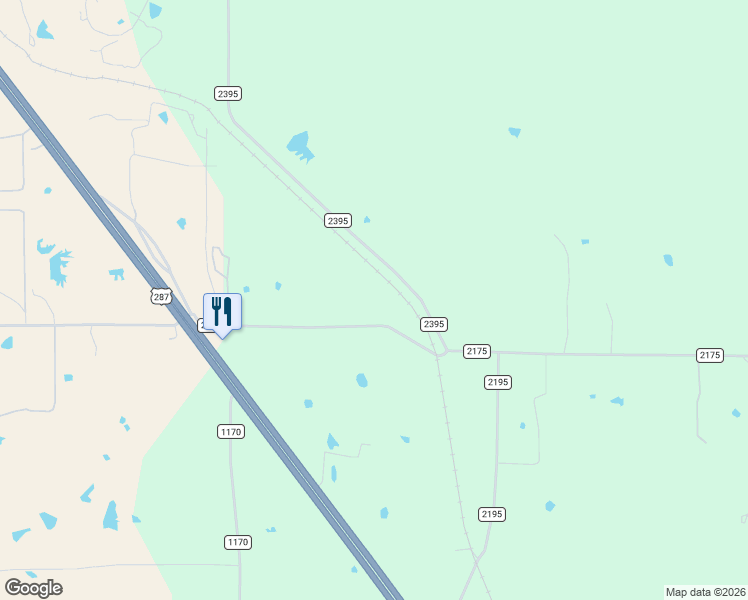 map of restaurants, bars, coffee shops, grocery stores, and more near County Road 2395 in Decatur