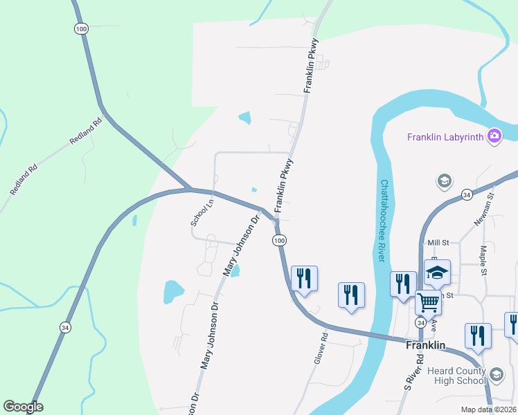 map of restaurants, bars, coffee shops, grocery stores, and more near 11600 Lagrange Street in Franklin