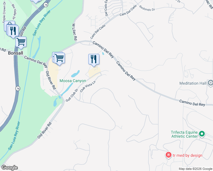 map of restaurants, bars, coffee shops, grocery stores, and more near 31402 Lake Vista Circle in Bonsall
