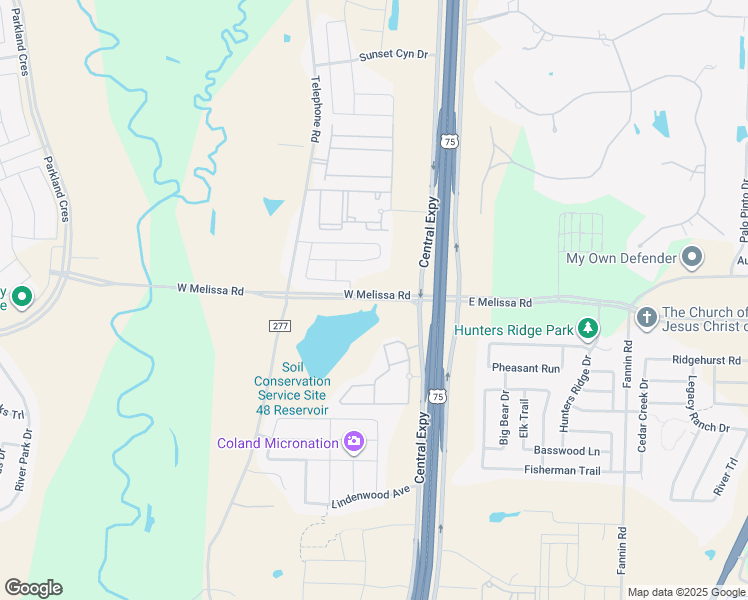 map of restaurants, bars, coffee shops, grocery stores, and more near 310 Melissa Road in Melissa