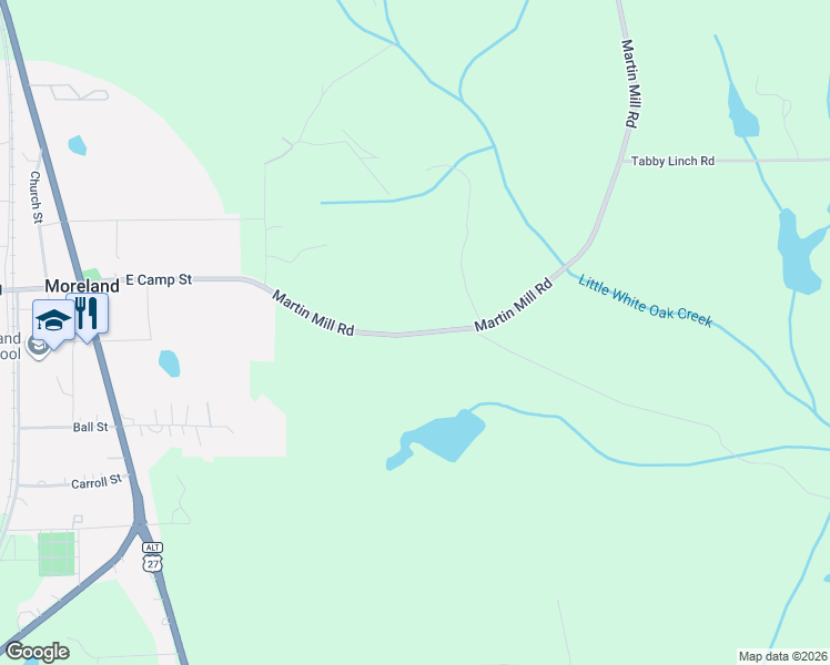 map of restaurants, bars, coffee shops, grocery stores, and more near 573-727 Martin Mill Road in Moreland