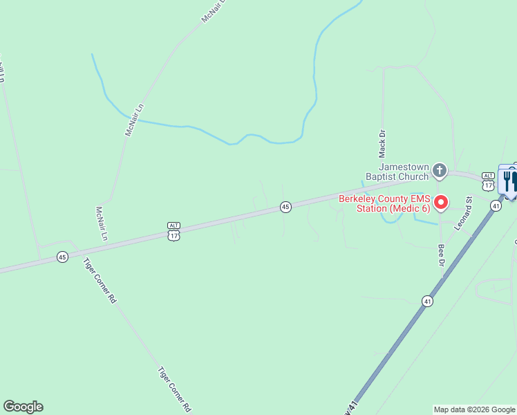 map of restaurants, bars, coffee shops, grocery stores, and more near 4206 U.S. 17 Alternate in Jamestown