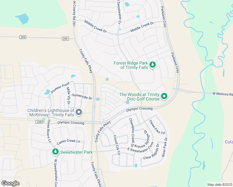 map of restaurants, bars, coffee shops, grocery stores, and more near 444 Mustang Draw Trail in McKinney