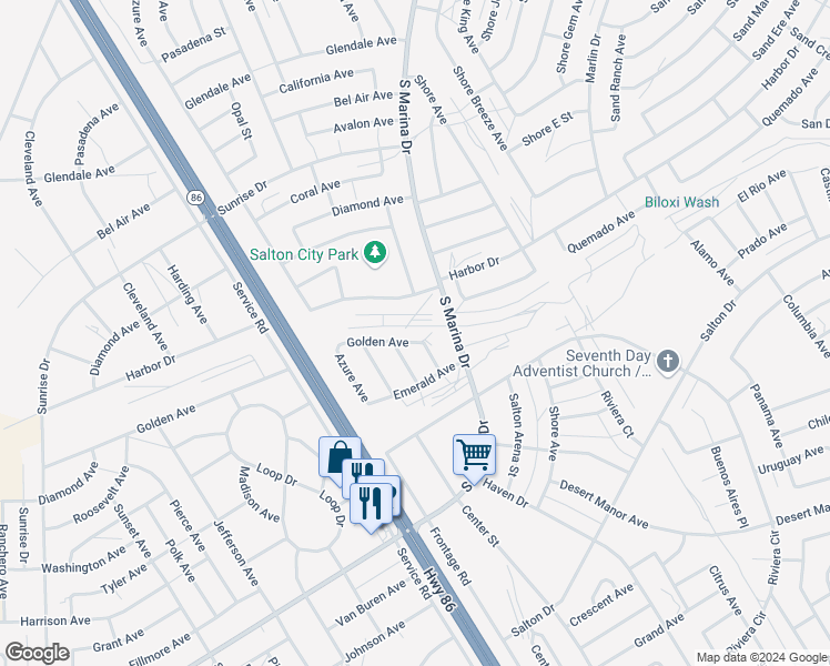 map of restaurants, bars, coffee shops, grocery stores, and more near 1212 Golden Avenue in Thermal