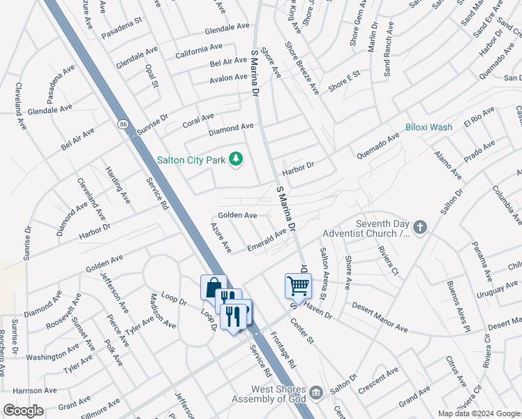map of restaurants, bars, coffee shops, grocery stores, and more near 1212 Golden Avenue in Thermal