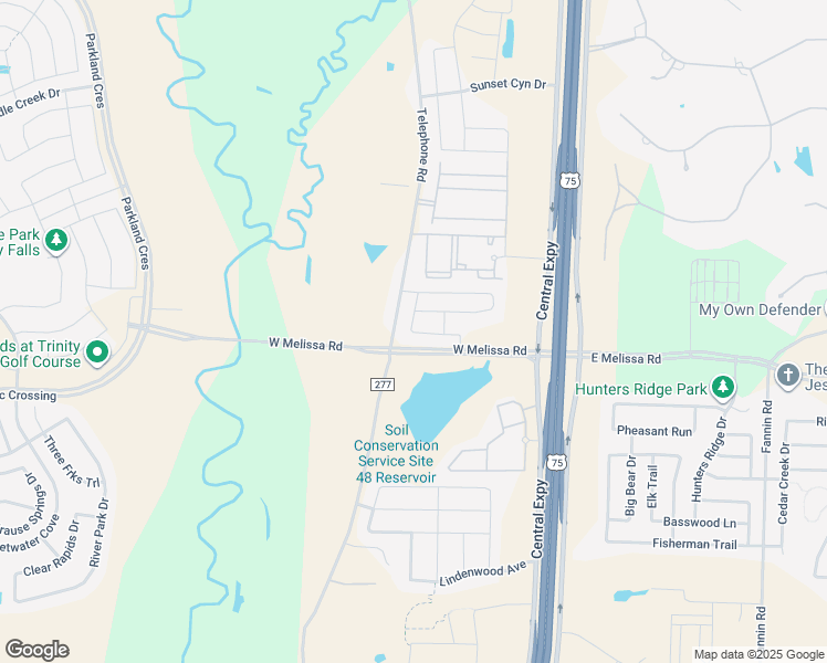 map of restaurants, bars, coffee shops, grocery stores, and more near 310 Melissa Road in Melissa