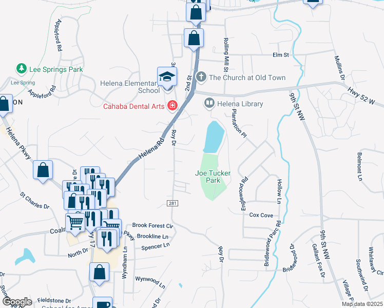 map of restaurants, bars, coffee shops, grocery stores, and more near 632 Parkside Circle in Helena
