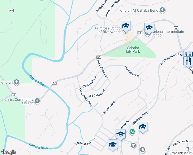 map of restaurants, bars, coffee shops, grocery stores, and more near 670 Old Cahaba Drive in Helena