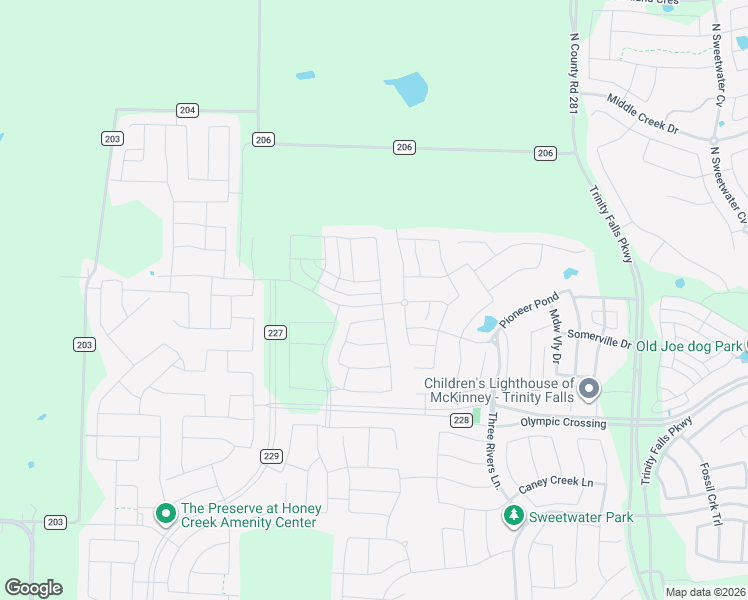 map of restaurants, bars, coffee shops, grocery stores, and more near 5040-5198 County Road 227 in McKinney