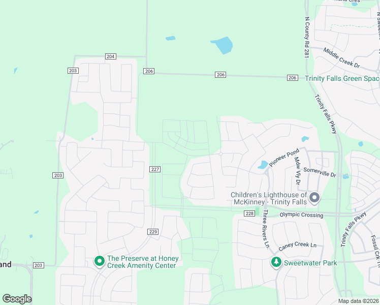 map of restaurants, bars, coffee shops, grocery stores, and more near 5040-5198 County Road 227 in McKinney