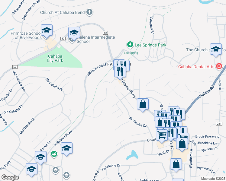 map of restaurants, bars, coffee shops, grocery stores, and more near 176 Saint Charles Drive in Helena