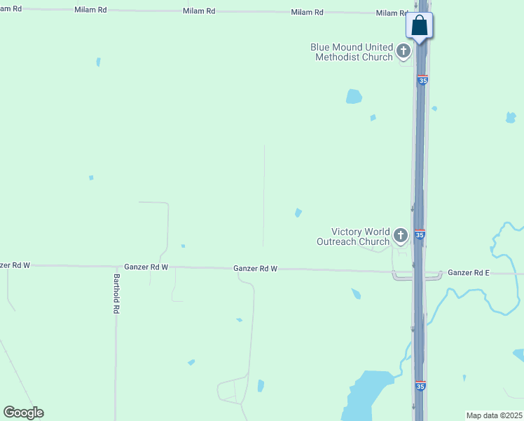map of restaurants, bars, coffee shops, grocery stores, and more near Ganzer Road West in Denton