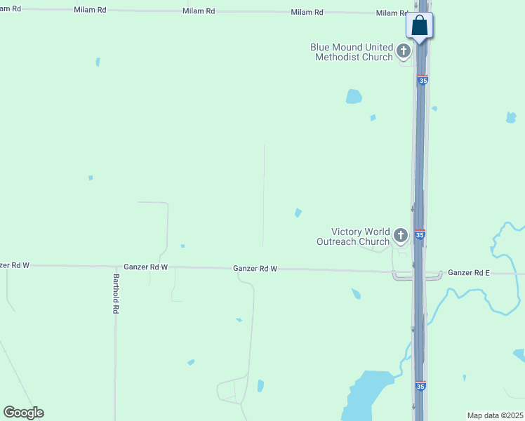 map of restaurants, bars, coffee shops, grocery stores, and more near Ganzer Road West in Denton
