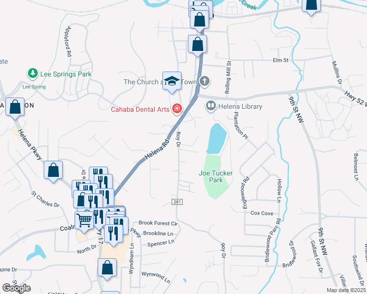 map of restaurants, bars, coffee shops, grocery stores, and more near 601 Parkside Circle in Helena
