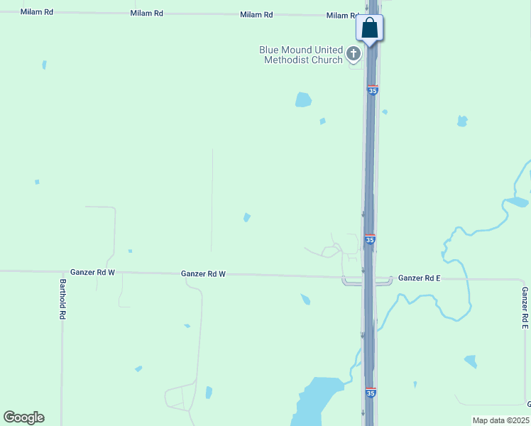 map of restaurants, bars, coffee shops, grocery stores, and more near 8101 Interstate 35 in Denton