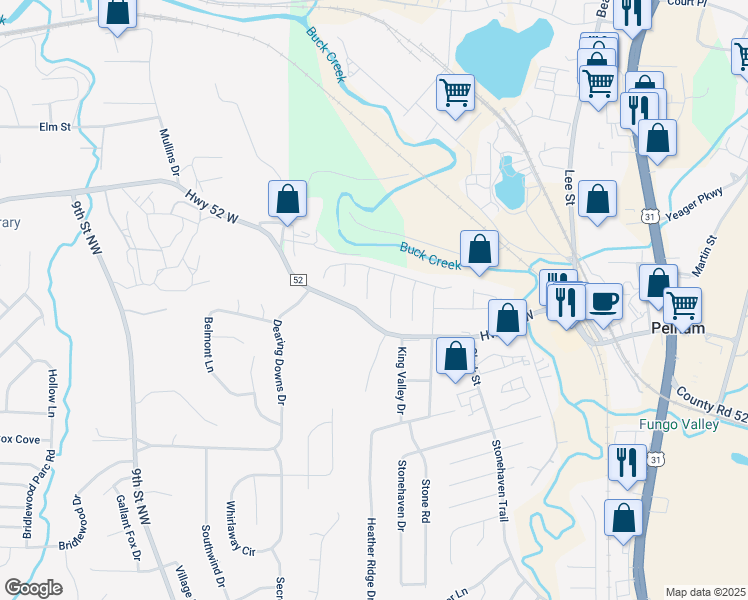 map of restaurants, bars, coffee shops, grocery stores, and more near 111 Juniper Circle in Pelham