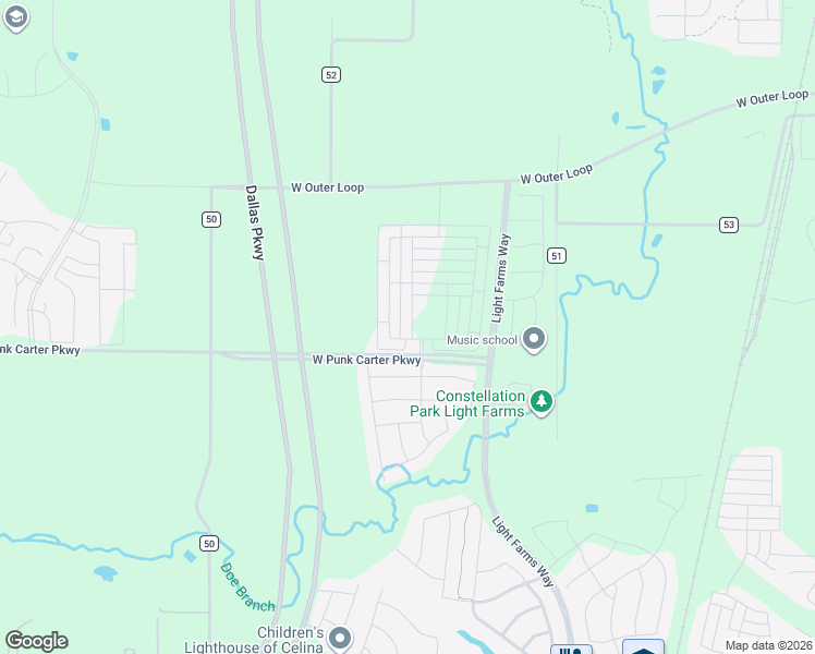 map of restaurants, bars, coffee shops, grocery stores, and more near 2861 Hancock Lane in Celina