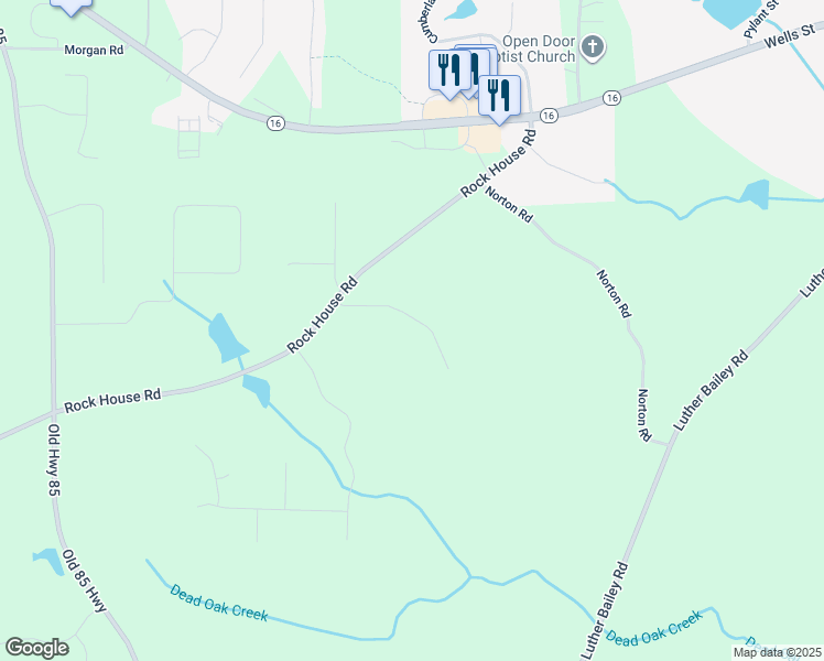 map of restaurants, bars, coffee shops, grocery stores, and more near 370 Rock House Estates Drive in Senoia