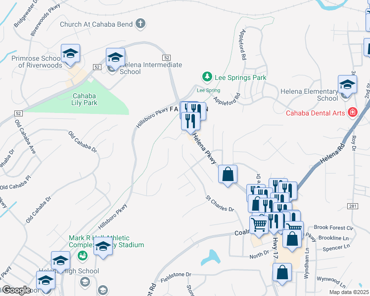 map of restaurants, bars, coffee shops, grocery stores, and more near 176 Saint Charles Drive in Helena