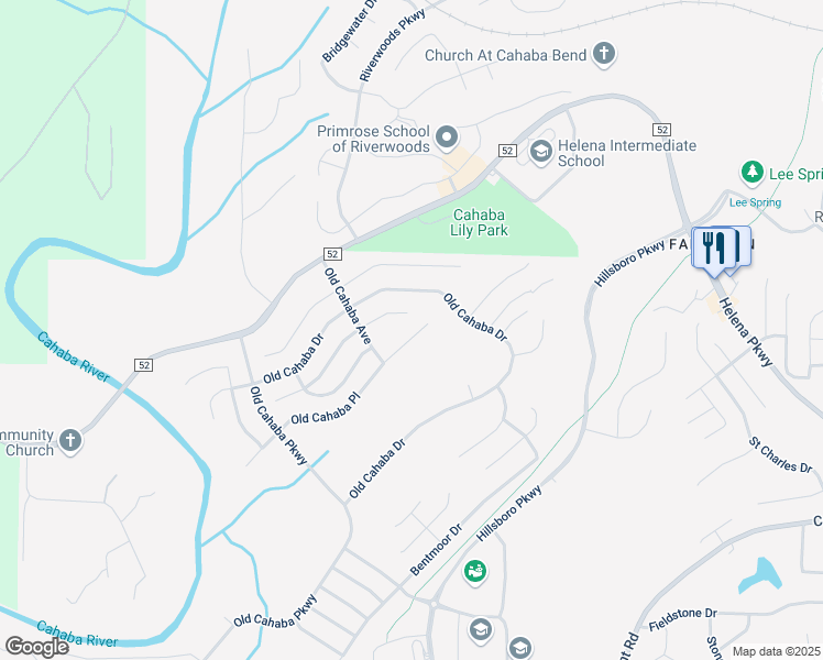 map of restaurants, bars, coffee shops, grocery stores, and more near 2236 Old Cahaba Place in Helena