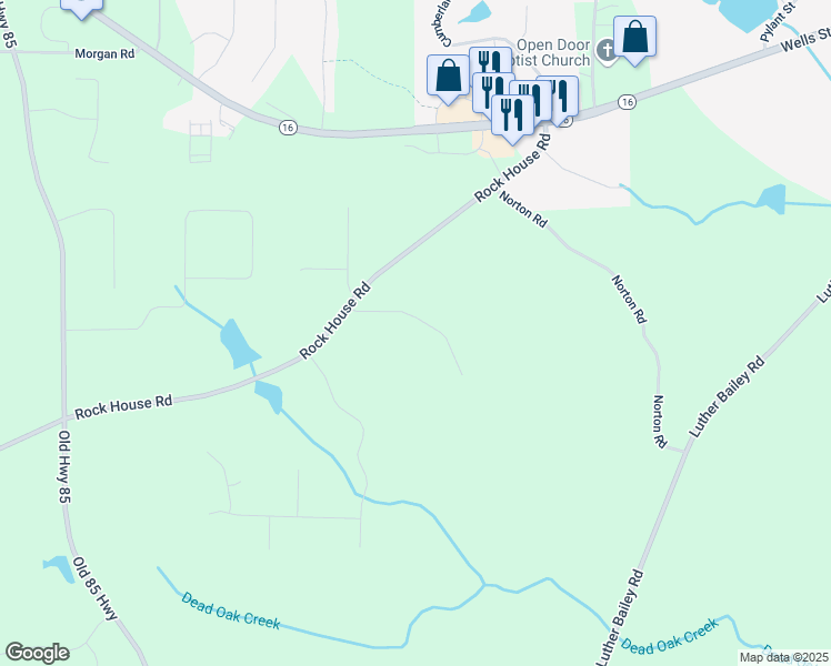 map of restaurants, bars, coffee shops, grocery stores, and more near 89 Rock House Estates Drive in Senoia