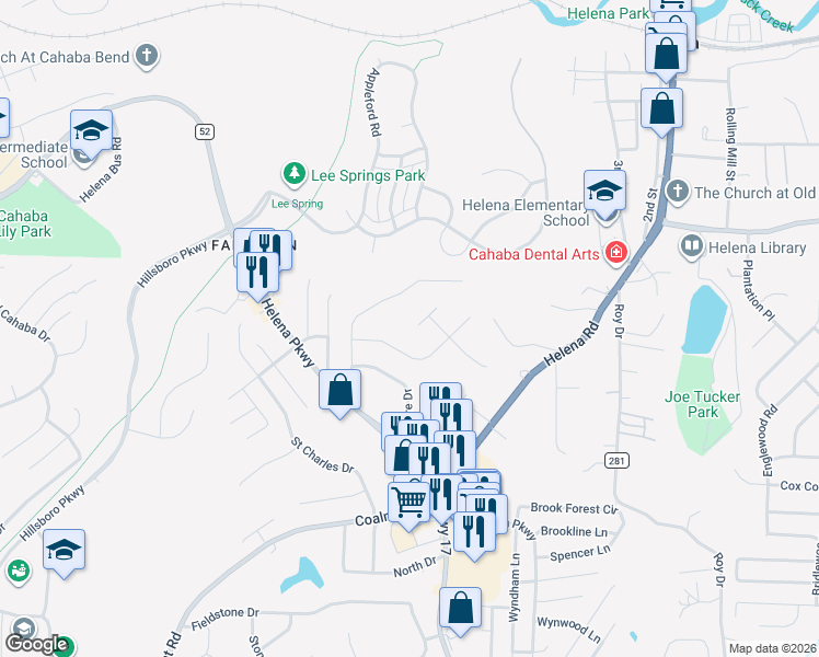 map of restaurants, bars, coffee shops, grocery stores, and more near 4011 Falliston Drive in Helena