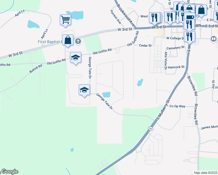 map of restaurants, bars, coffee shops, grocery stores, and more near 183 Kirt's Ridge in Jackson