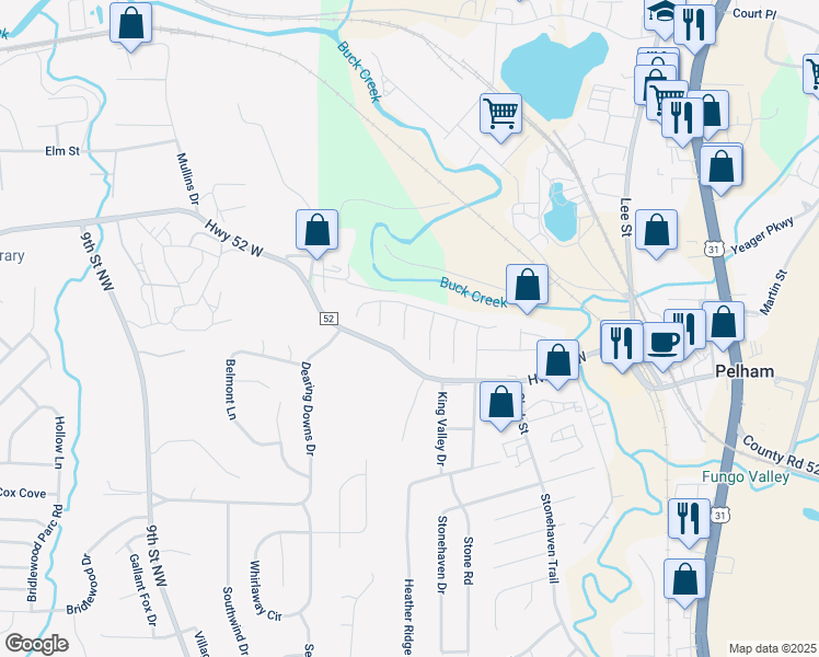 map of restaurants, bars, coffee shops, grocery stores, and more near 111 Juniper Circle in Pelham