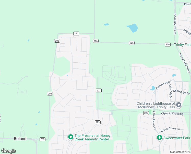 map of restaurants, bars, coffee shops, grocery stores, and more near 5115 County Road 227 in McKinney