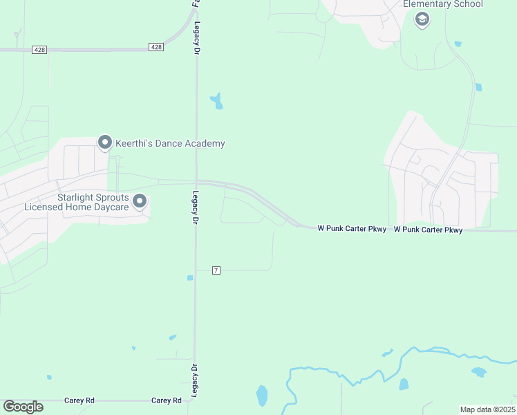 map of restaurants, bars, coffee shops, grocery stores, and more near 3100 West Punk Carter Parkway in Celina