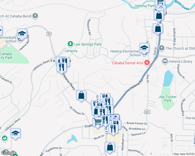 map of restaurants, bars, coffee shops, grocery stores, and more near 4011 Falliston Drive in Helena