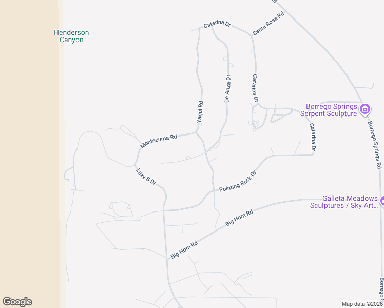 map of restaurants, bars, coffee shops, grocery stores, and more near 1628 De Anza Drive in Borrego Springs