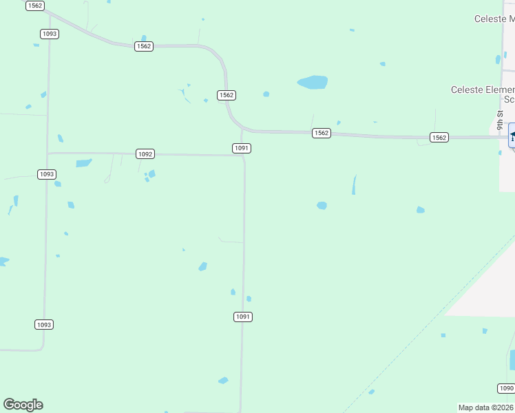 map of restaurants, bars, coffee shops, grocery stores, and more near 5769 County Road 1091 in Celeste