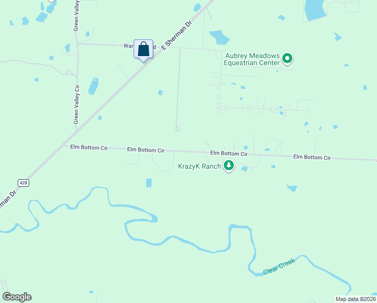 map of restaurants, bars, coffee shops, grocery stores, and more near 4361 Elm Bottom Circle in Aubrey