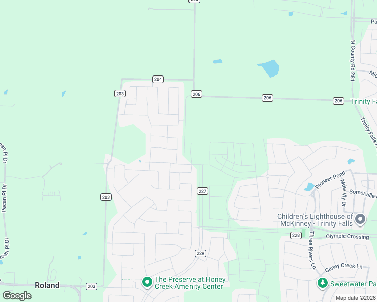 map of restaurants, bars, coffee shops, grocery stores, and more near 5115 County Road 227 in McKinney