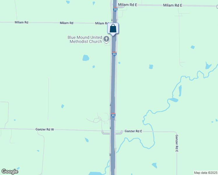 map of restaurants, bars, coffee shops, grocery stores, and more near 8101 Interstate 35 in Denton