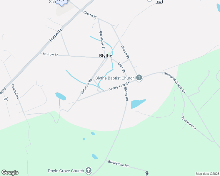 map of restaurants, bars, coffee shops, grocery stores, and more near 2035 County Line Road in Blythe
