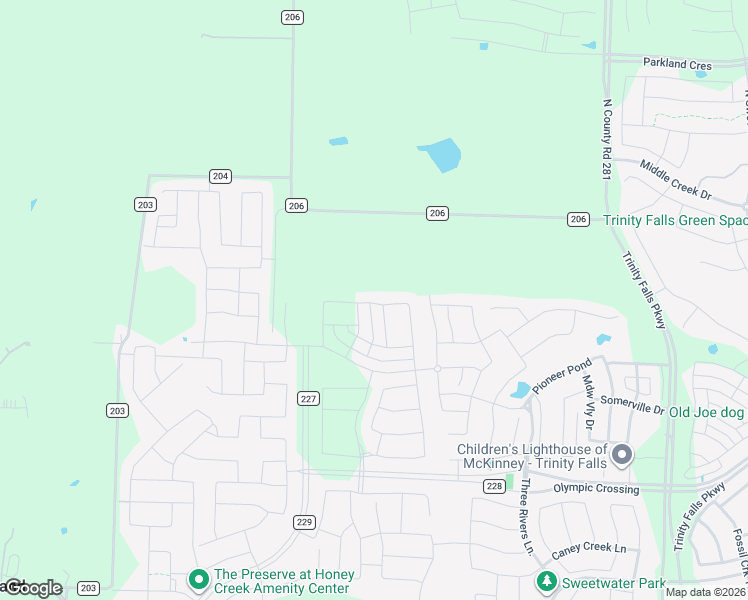 map of restaurants, bars, coffee shops, grocery stores, and more near 5532 County Road 206 in McKinney