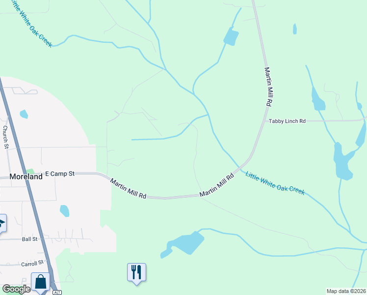 map of restaurants, bars, coffee shops, grocery stores, and more near 570 Martin Mill Road in Moreland