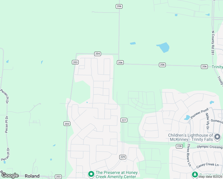 map of restaurants, bars, coffee shops, grocery stores, and more near 5160 County Road 227 in McKinney