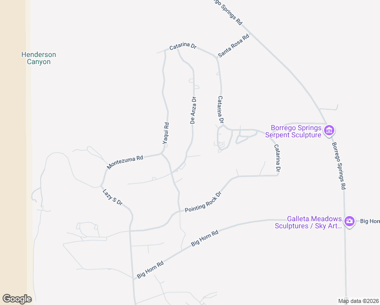 map of restaurants, bars, coffee shops, grocery stores, and more near 1559 De Anza Drive in Borrego Springs