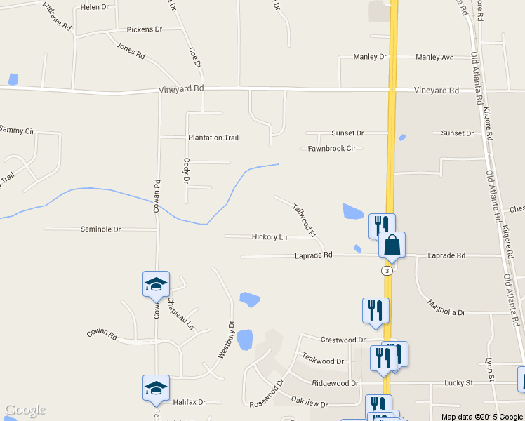 map of restaurants, bars, coffee shops, grocery stores, and more near 2031 Tallwood Place in Griffin