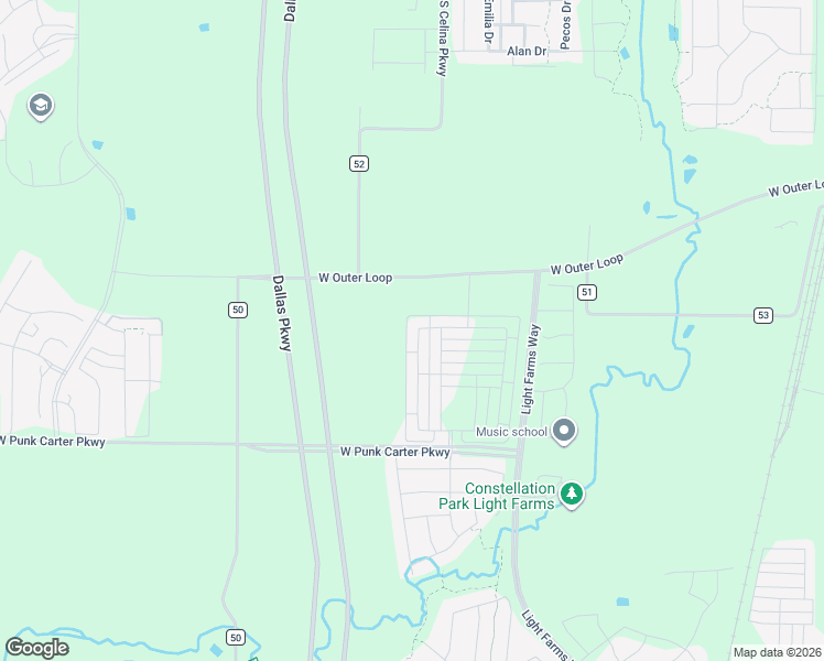 map of restaurants, bars, coffee shops, grocery stores, and more near 2605 Franklin Drive in Celina