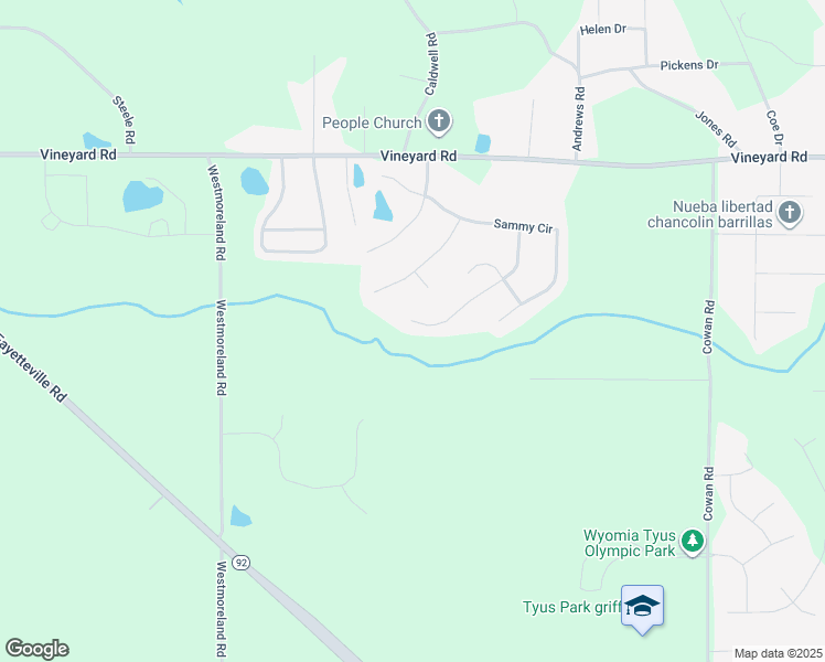 map of restaurants, bars, coffee shops, grocery stores, and more near 424 Ashley Trail in Griffin
